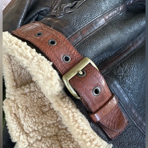 Ralph Lauren Brown Shearling Leather Aviator Bomber Jacket size Small - Picture 16 of 17